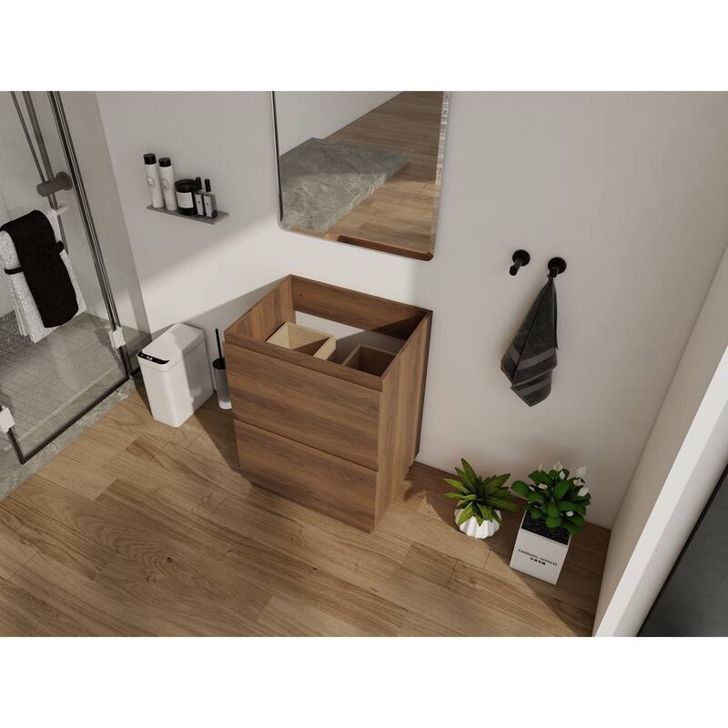 GDFStudio - Geneva Modern Wall-Mounted Bathroom Vanity Set with 2 Soft Close Drawers, Sink NOT INCLUDED