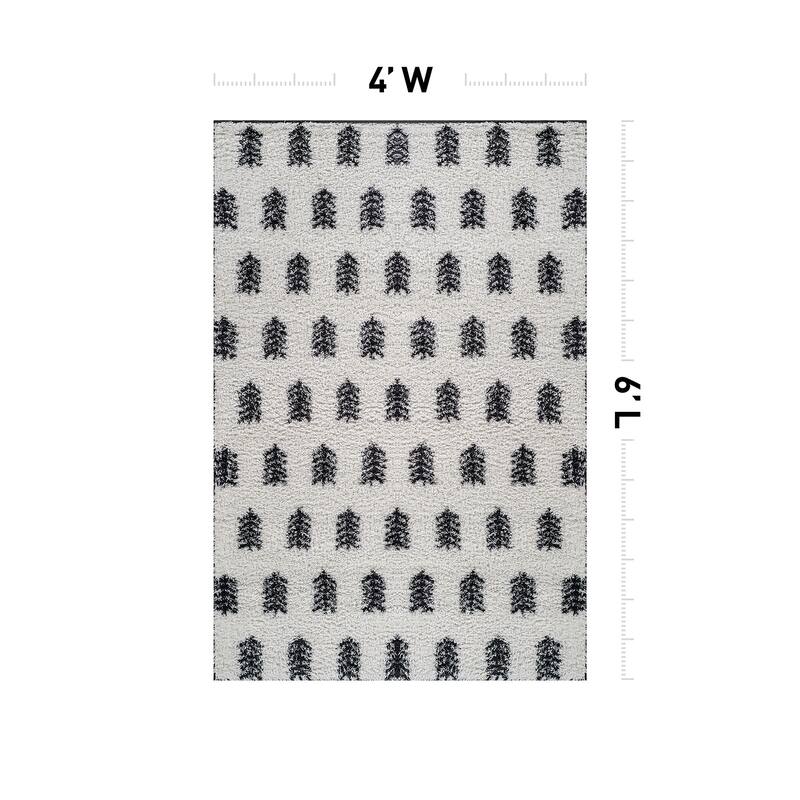 Scandinavian Arrow Shag Rug - Modern Look - Anthracite Dark Gray - Easy Maintenance