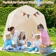 preview thumbnail 2 of 6, Beige Extra Large Playhouse Tent with String Lights Perfect for 3 Kids - 62" x 38.5" x 58" (L x W x H)