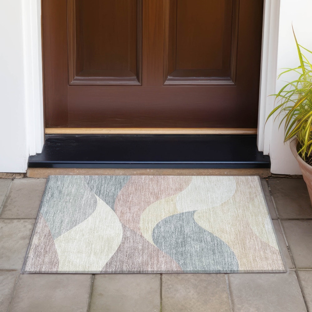 Machine Washable Indoor/Outdoor Soft Contemporary Chantille Rug