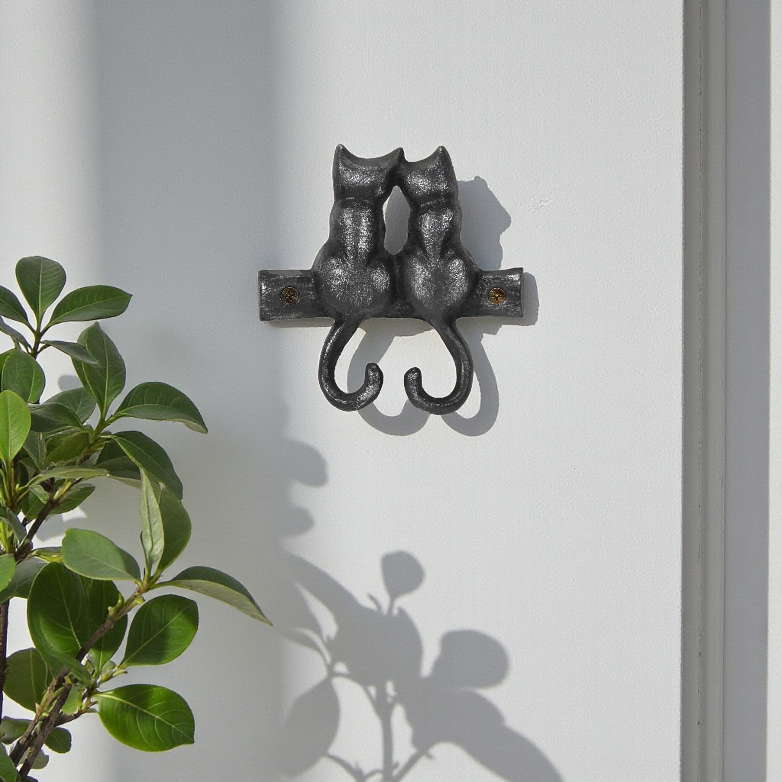 Pecara Cat Pairing Romantic Cast Iron Wall Hook - N/A
