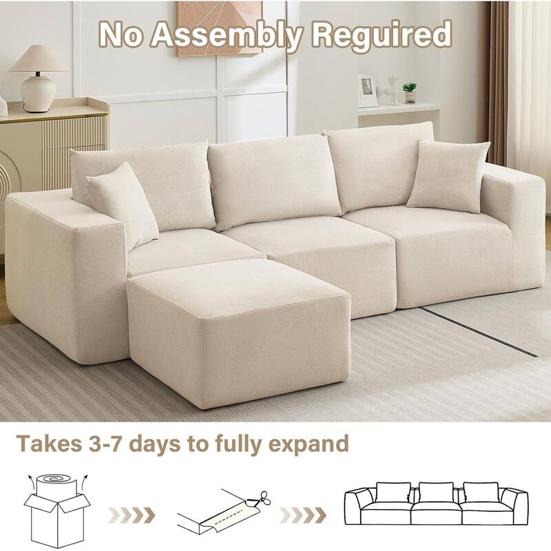 108'' Oversized Cloud Modular Sectional Sofa, Deep Seat Chenille Couch with Chaise