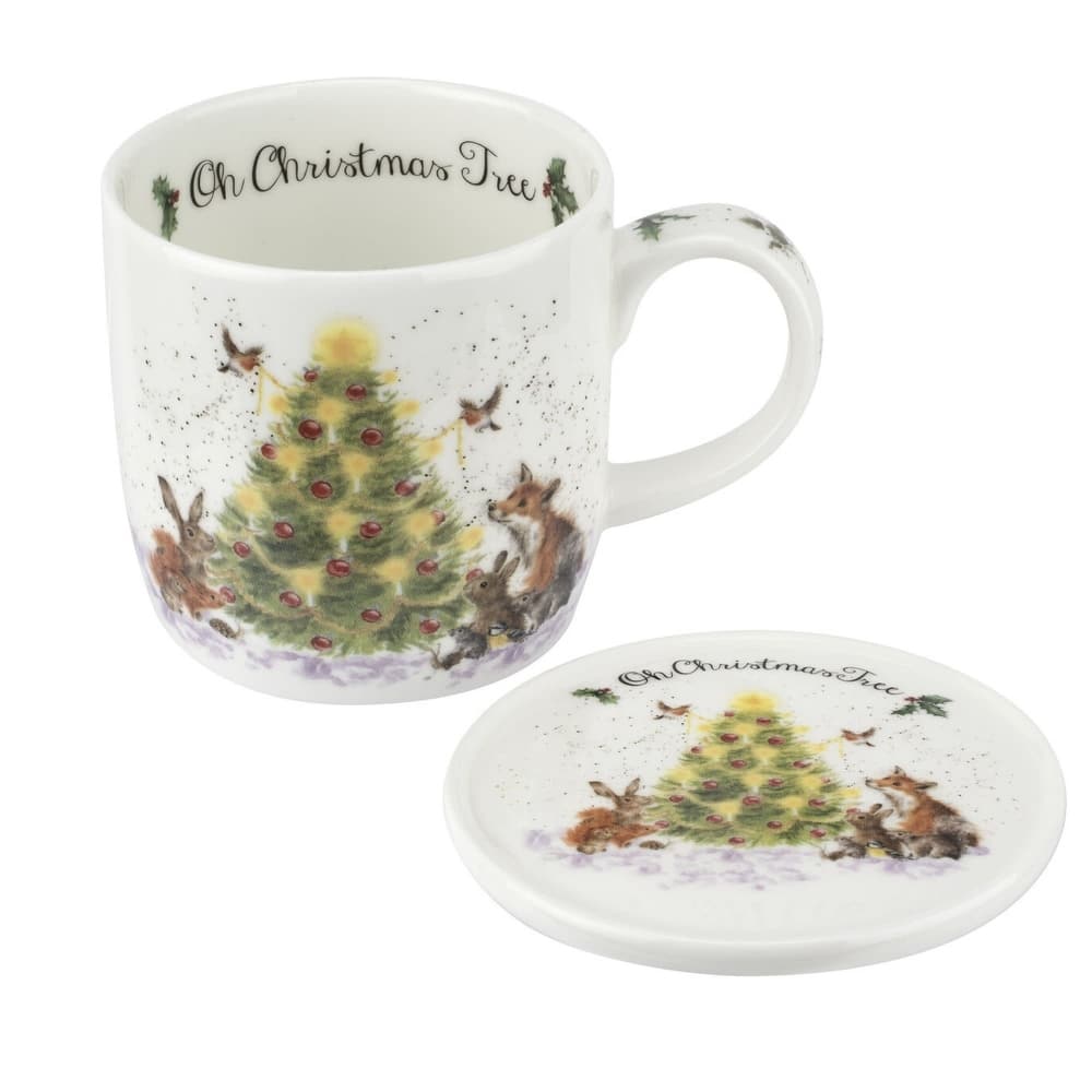 Royal Worcester Wrendale Designs Mug and Coaster Set Christmas