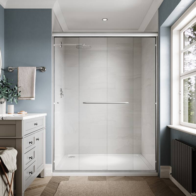 Elegant Double Sliding Shower Doors in Brushed Nickel Finish Framed Tub Doors Various Sizes Shower Enclosure
