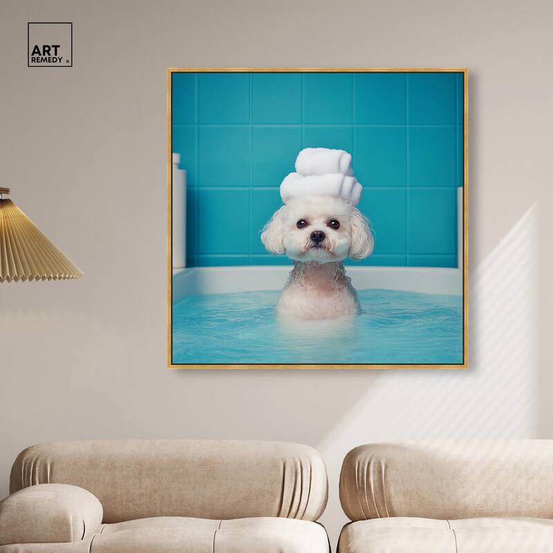 Fluff in the Tub Canvas by Art Remedy