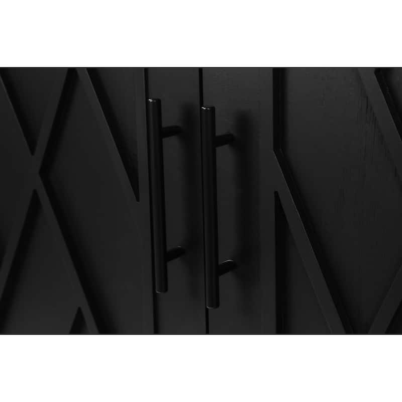 60 inches Modern Farmhouse Accent Cabinet with 4 Doors and Adjustable Shelf