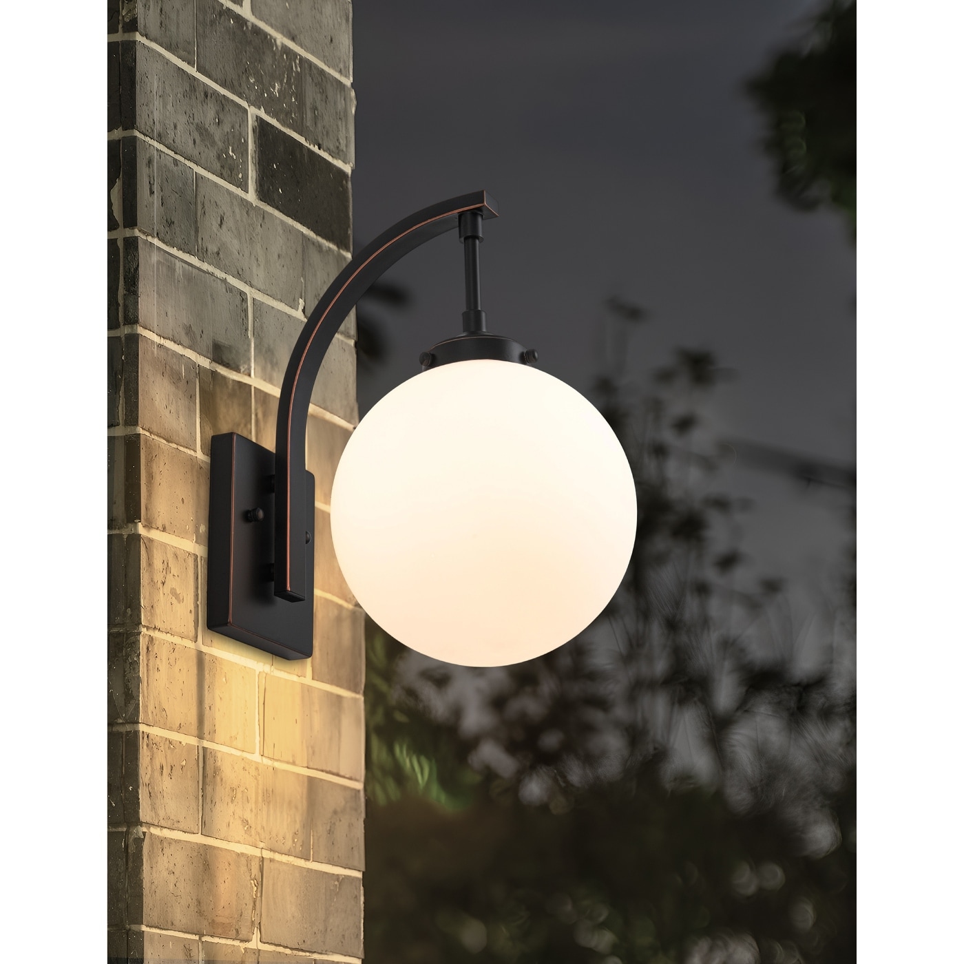 14" Black Outdoor Globe Wall Sconce with White Frosted Glass - 1 PACK