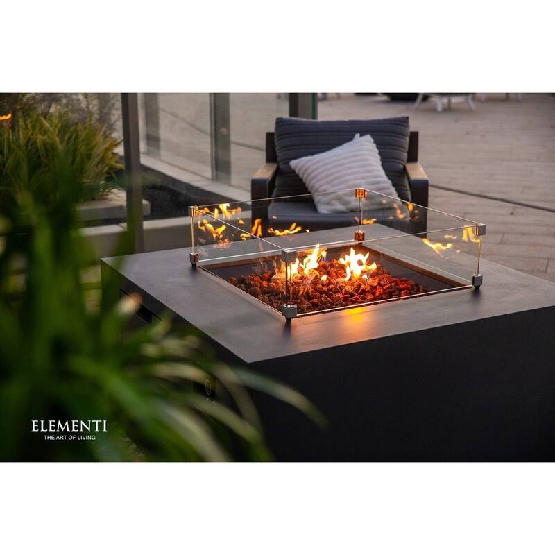 Sol Living Rocky Square Propane Fire Pit 45,000 BTUs - 43 x 43 Inches - 43 x 43 in.