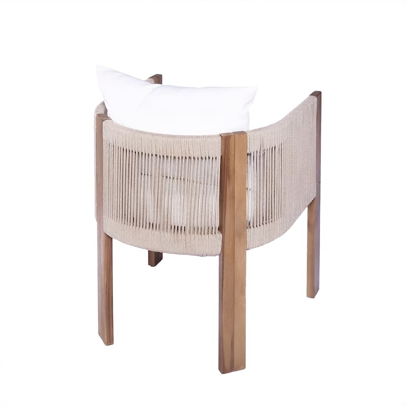 Christopher Knight Home - Aurelia Modern Acacia Wood Outdoor 9-Piece Dining Set with Woven Rope Back Chairs and Cushions