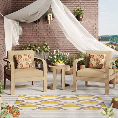 Corvus Annette Acacia Frame Sunbrella Cushions Patio Furniture 3-piece Chat Set