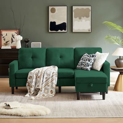 79.14" L Shaped Sofa with Storage Bags and Storage Ottoman
