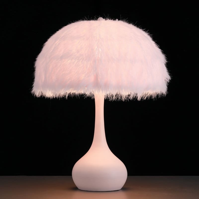 Acroma Teardrop Base Spherical Table Lamp with Feather Accents