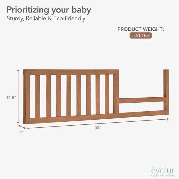dimension image slide 2 of 3, Evolur Convertible Crib Toddler Guard Rail