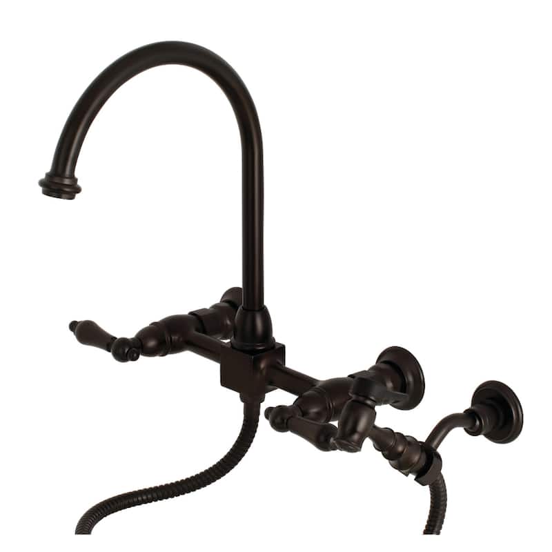 Kingston Brass Restoration 1.8 GPM Wall Mounted Bridge Kitchen Faucet - Oil Rubbed Bronze