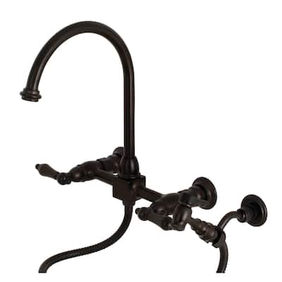 Kingston Brass Restoration 1.8 GPM Wall Mounted Bridge Kitchen Faucet
