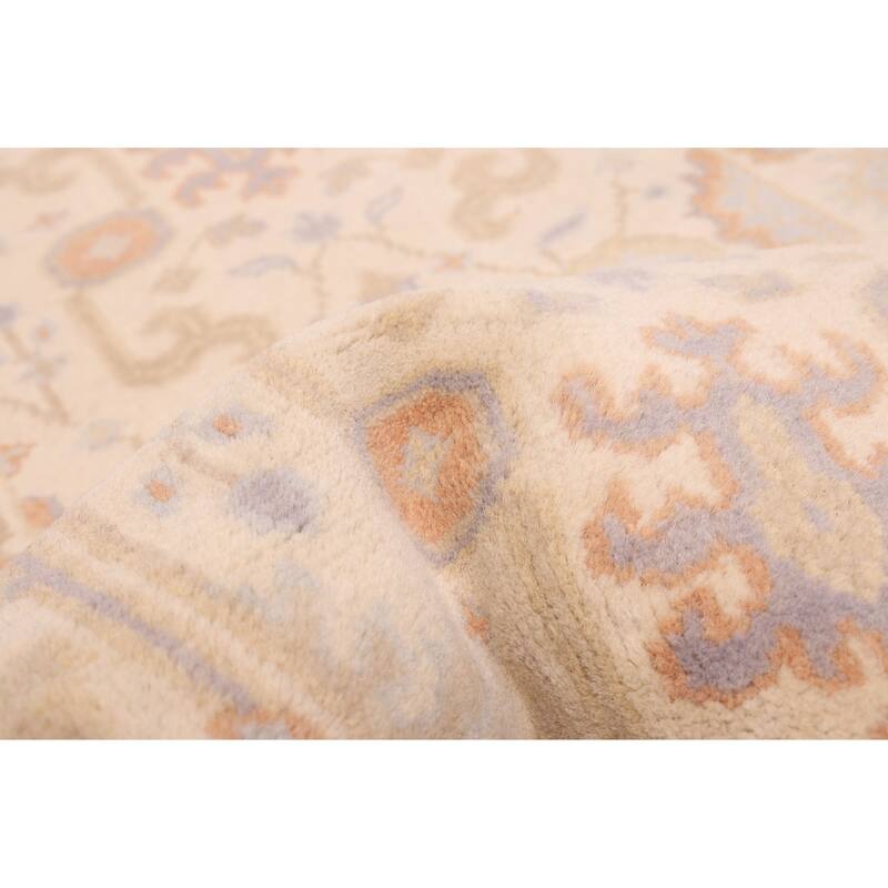 ECARPETGALLERY Hand-knotted Royal Oushak Ivory Wool Rug - 2'6 x 13'8