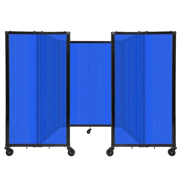slide 1 of 131, Room Divider 360 Folding Portable Partition - Polycarbonate Blue Poly - 4' H x 8'6" W