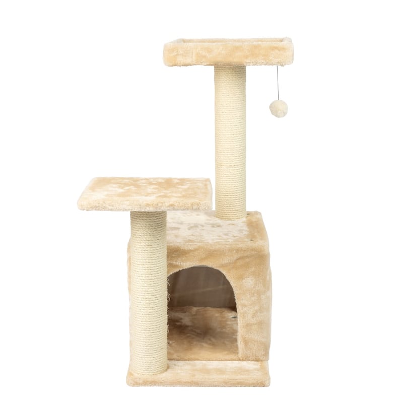Classic Real Wood Cat Tree, 32-Inch Beige