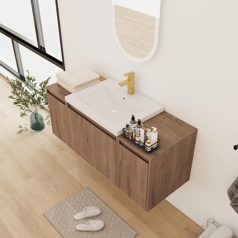 Bathroom Vanity With Sink In 24/36/48 Inch, Floating Bathroom Vanity With Soft Close Door