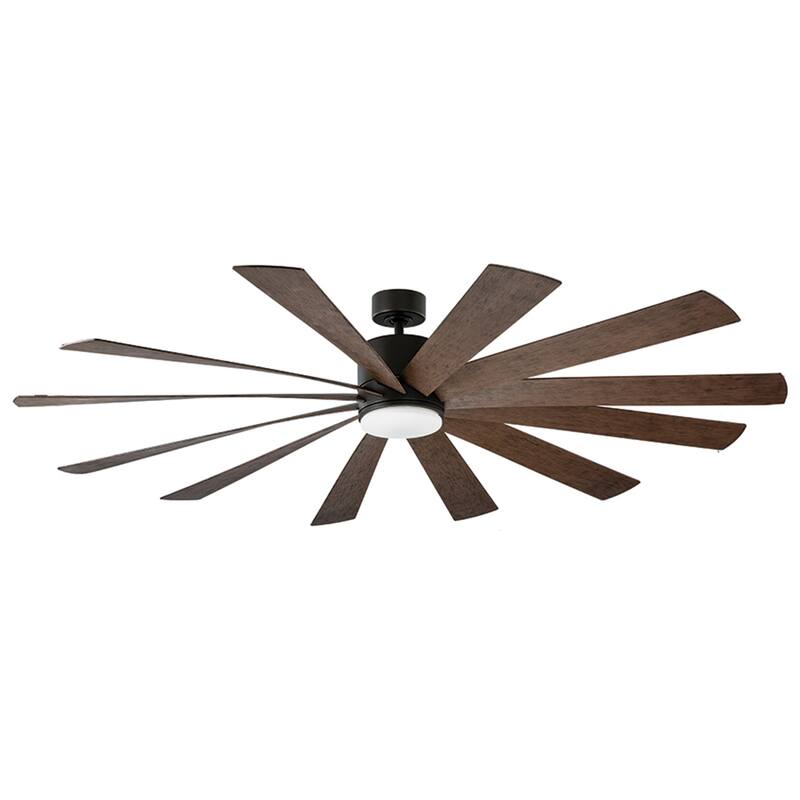 Windflower 80 Inch 12 Blade Indoor / Outdoor Smart Ceiling Fan with Six Speed DC Motor and LED Light.