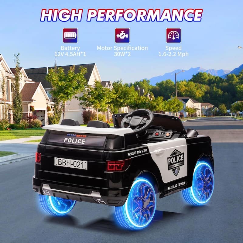 Kids Electric Police Car with Alarm & Megaphone