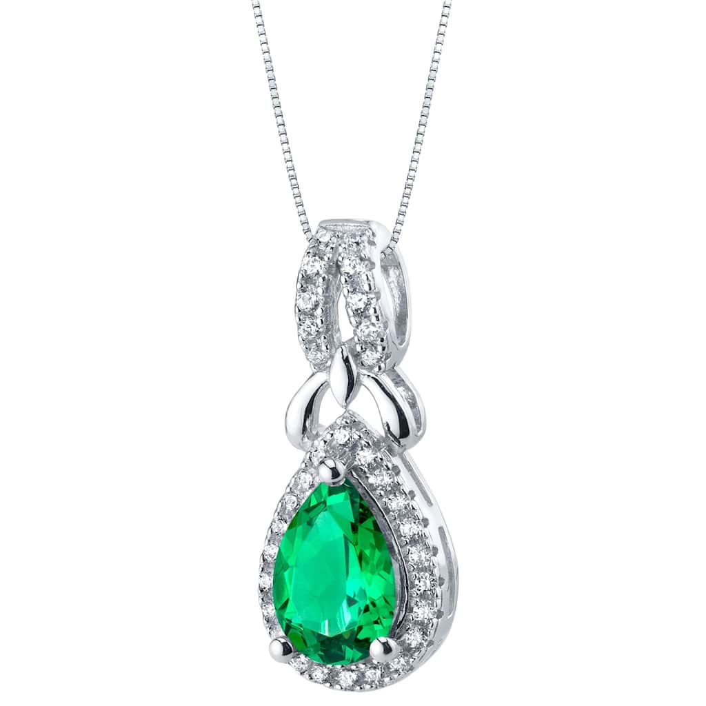 1 ct Emerald Pendant in Sterling Silver