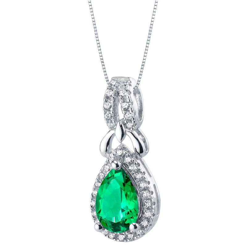 1 ct Emerald Pendant in Sterling Silver