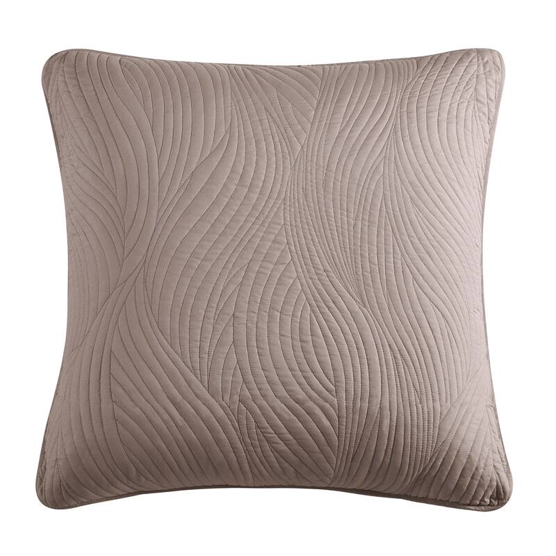 Brielle Stream Embroidered Euro Sham Cover - Light Grey