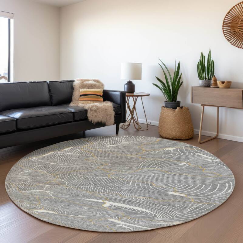 Premium Washable Super Soft Contemporary Puzzle Mayfield Rug - Gray - 8' x 8'