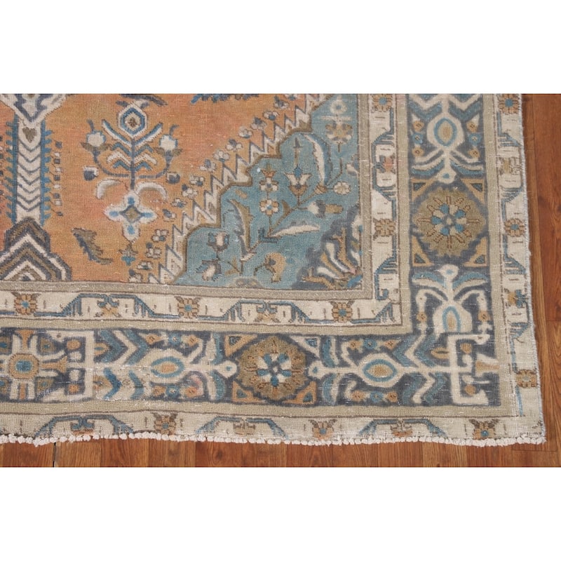 Geometric Tabriz Persian Vintage Area Rug Hand-Knotted Wool Carpet - 6'4"x 8'2"