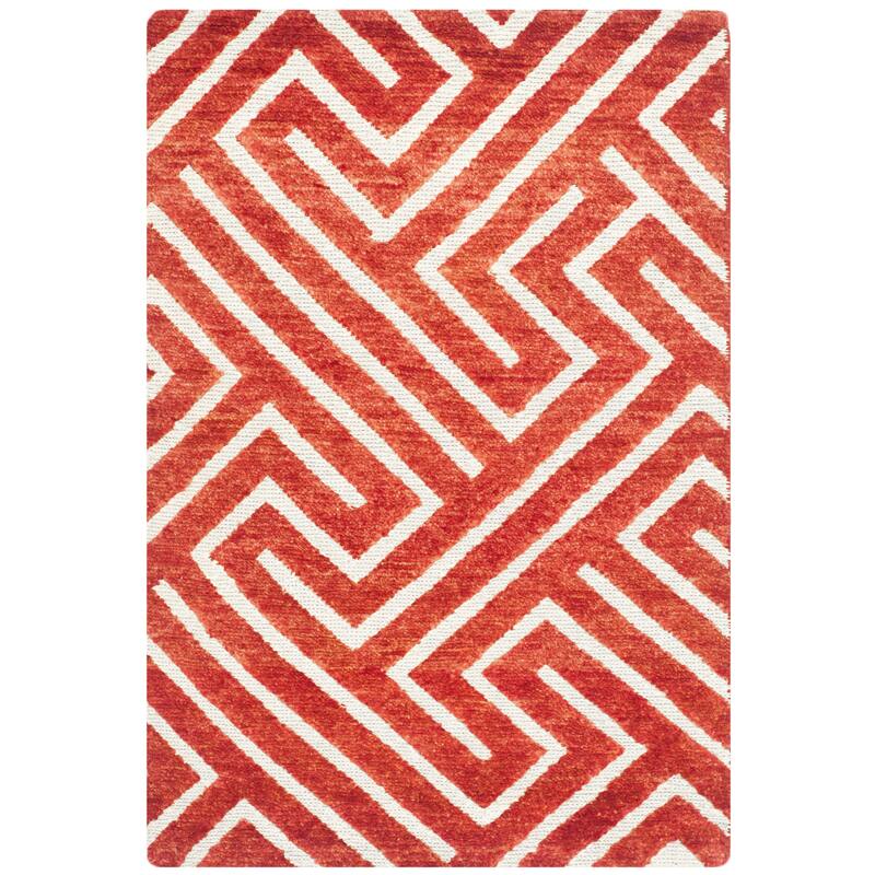 SAFAVIEH Hand-knotted Santa Fe Valeriya Modern Wool Rug - 2' x 3' - Rust/Silver