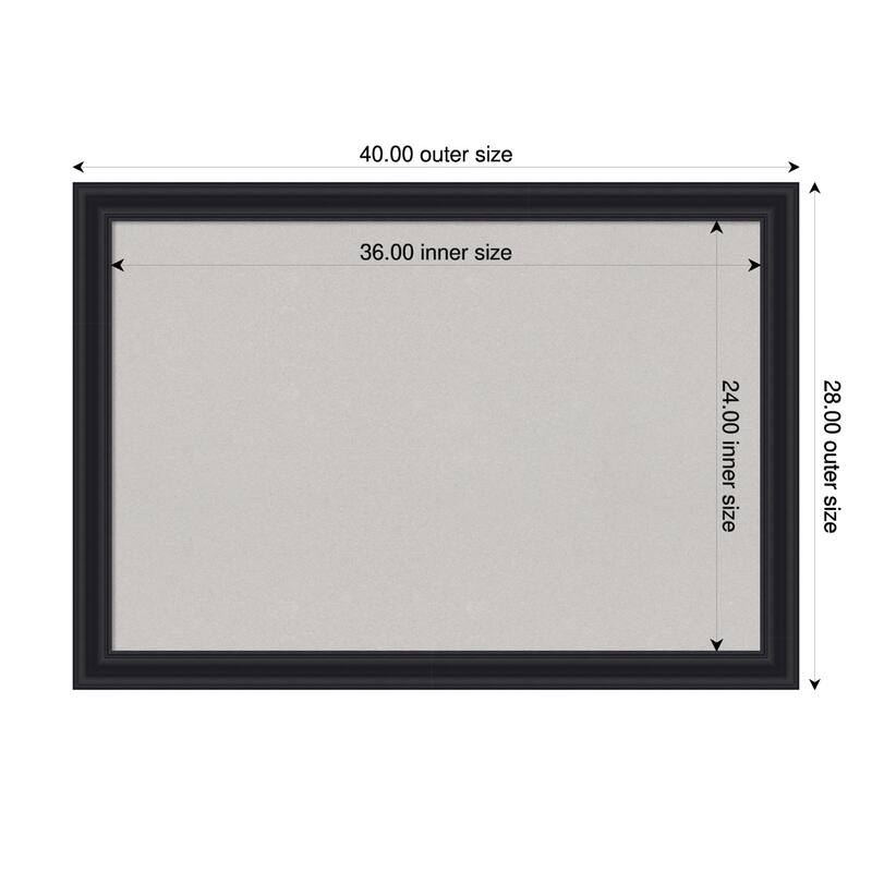 Dalat Black Framed Cork Board - Bulletin Board, Organization Board, Pin Board - Grey - 40 x 28 in
