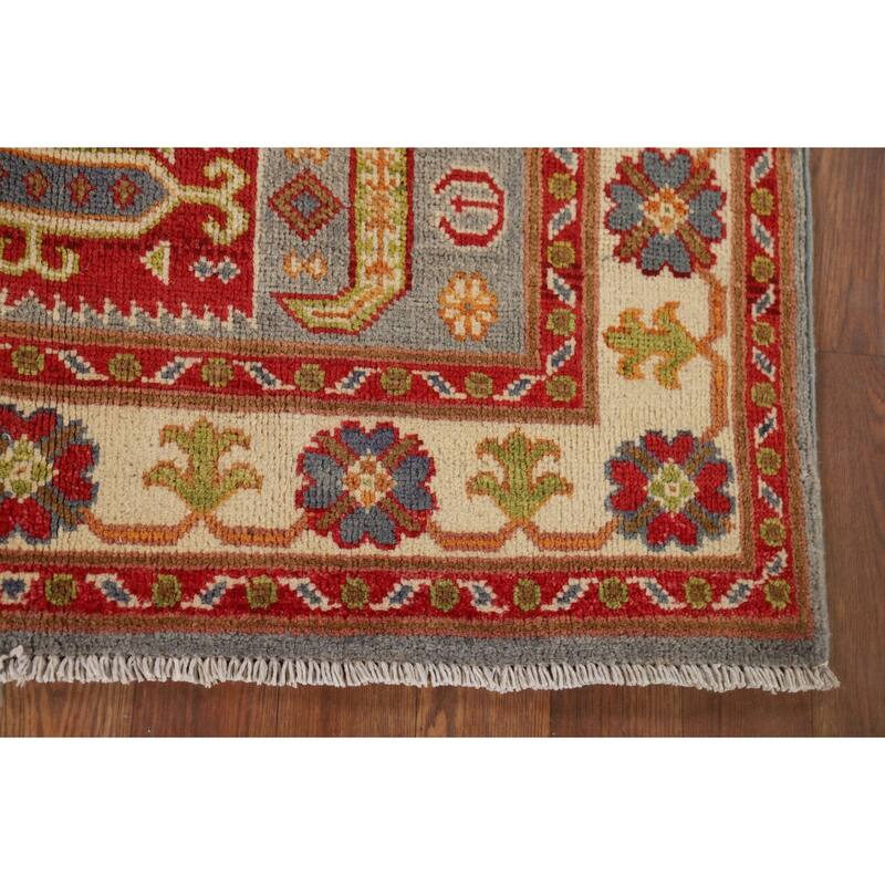 Geometric Kazak Accent Rug Handmade Wool Carpet - 3'4" x 5'0"