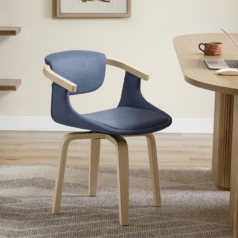 Art Leon Swivel Dining Chair - Fabric - Blue