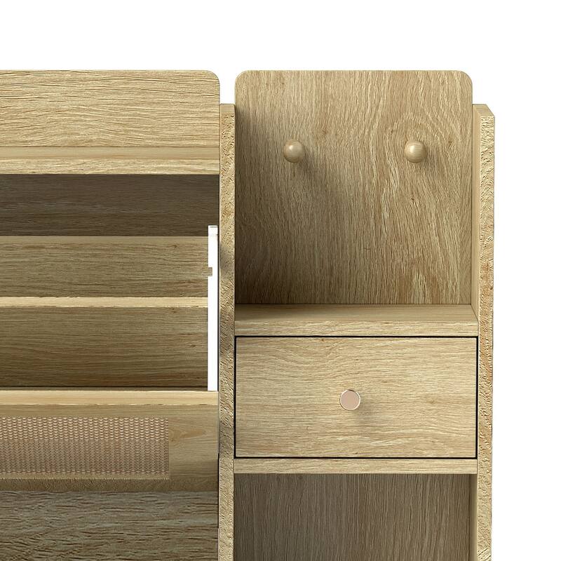 Classes Farmhouse Wood Shoe Organizer Storage Cabinet with Breathable Mesh Holes