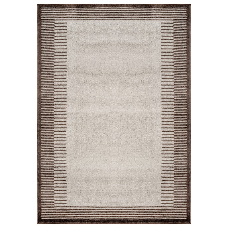 World Rug Gallery Modern Abstract Bordered Area Rug for Living Room, Bedroom, or Entryway - Low Pile Indoor Rug
