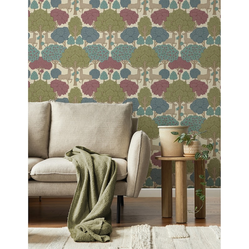 Forest of Arden Merlot Deer Wallpaper