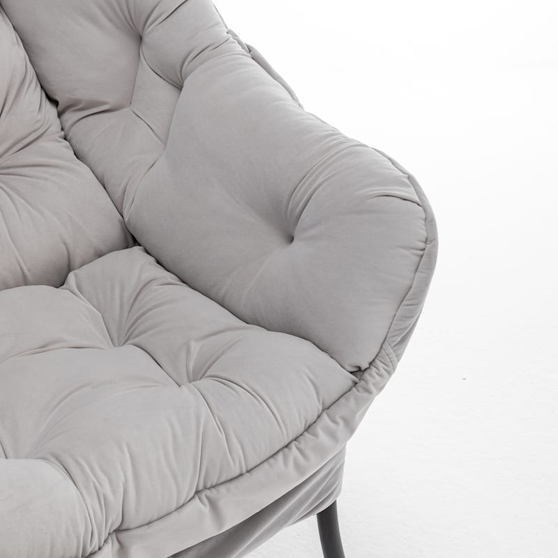 Velvet Recliner Chair with Matching Ottoman, Upholstered Accent Chair Armchair, Lounge Chaise Chair with Footrest