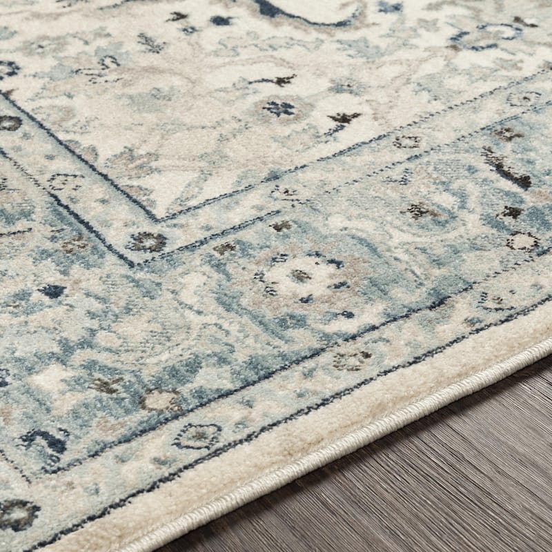 Livabliss Mesopotamia Teal & Grey Updated Traditional Area Rug