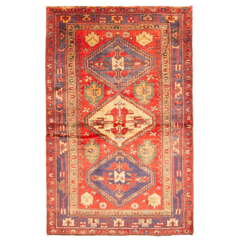 ECARPETGALLERY Hand-knotted Andelz Red Wool Rug - 4'3 x 6'8