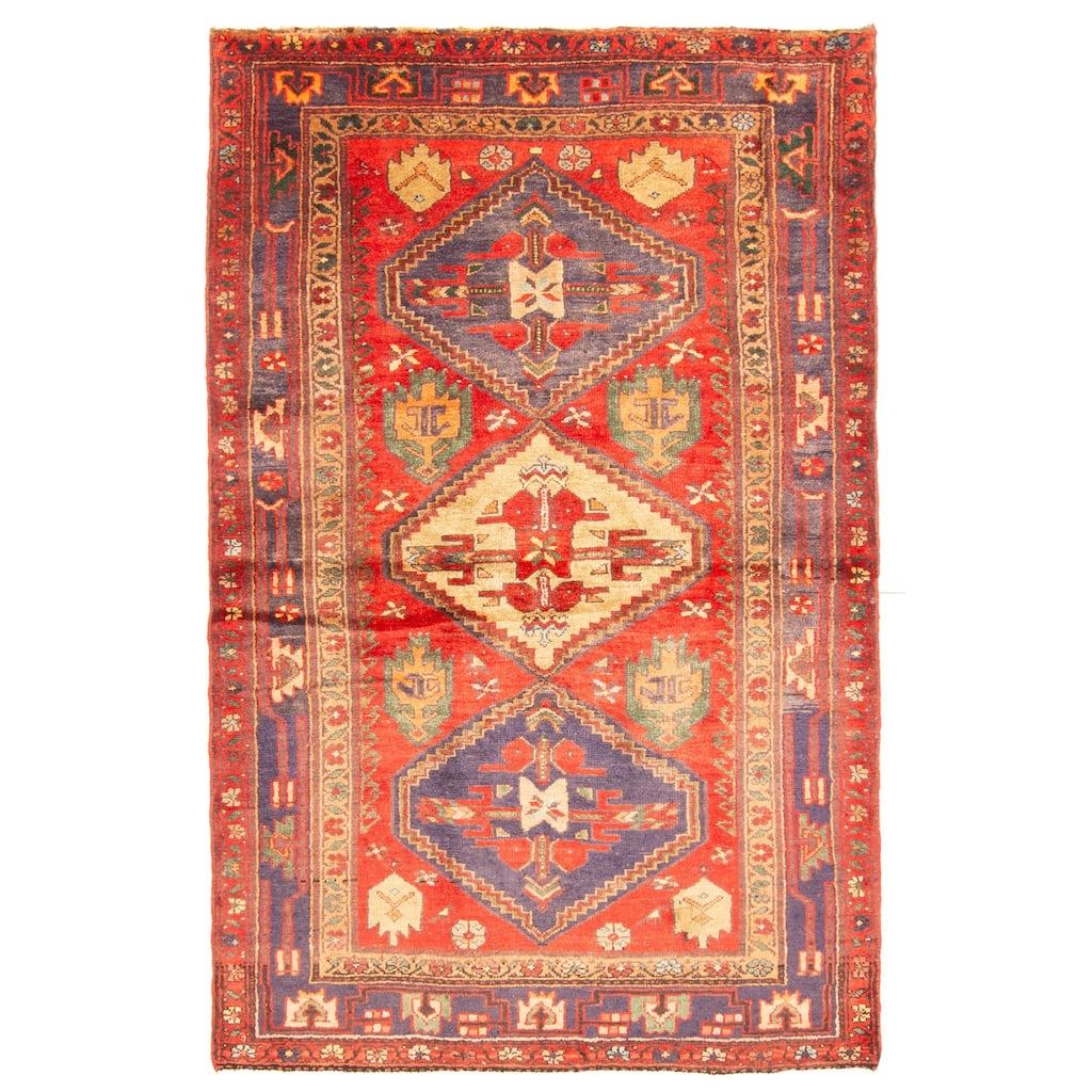 ECARPETGALLERY Hand-knotted Andelz Red Wool Rug - 4'3 x 6'8