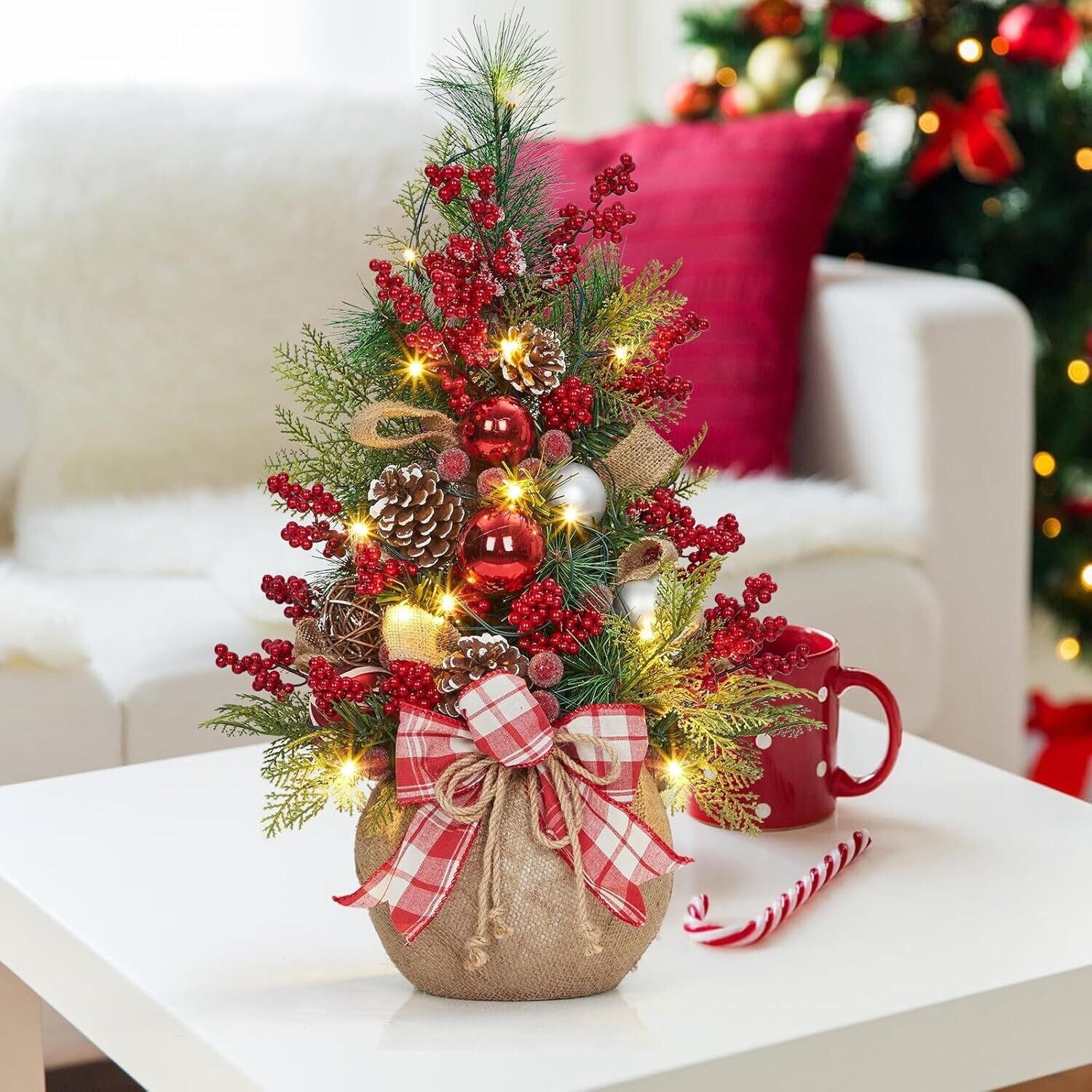 24 Inch Small Prelit Tabletop Christmas Tree for Home Table, Party - 2FT -  Overstock - 43412199, image size:1500x1500