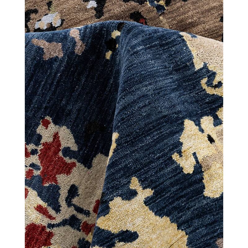 Ikat One-of-a-Kind Hand-Knotted Area Rug - Navy, 9' 4" x 12' 4" - 9' 4" x 12' 4"
