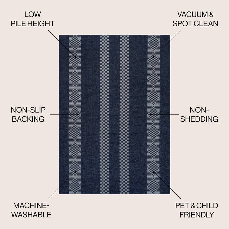 JONATHAN Y Bande Bohemian Medallion Textured Weave Machine Washable Area Rug