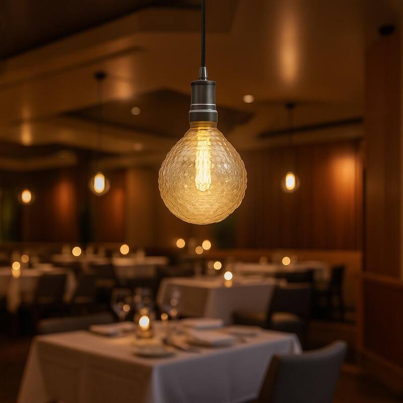 G125 Globe Pendant Light + LED Bulb – Gunmetal, Shatter-Resist, Indoor/Outdoor - Large