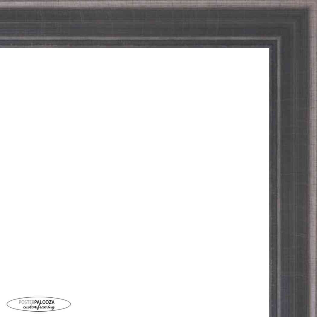 27x40 Contemporary Pewter Complete Wood Picture Frame with UV Acrylic, Foam Board Backing, & Hardware