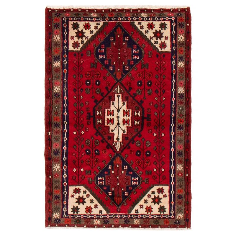 ECARPETGALLERY Hand-knotted Andelz Red Wool Rug - 3'3 x 4'10 - Red - 3'3 x 4'10