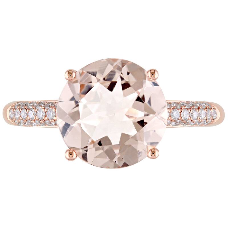 Miadora 14k Rose Gold Morganite and 1/5ct TDW Diamond Cocktail Ring (G-H, SI1-SI2) - Pink
