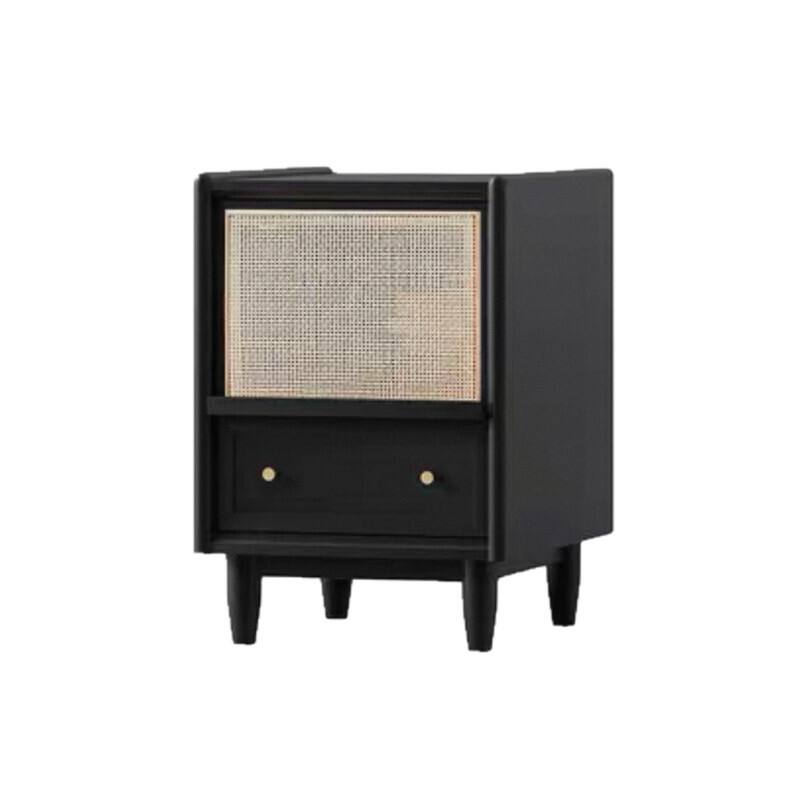 Japanese Nightstand with Rattan Drawer