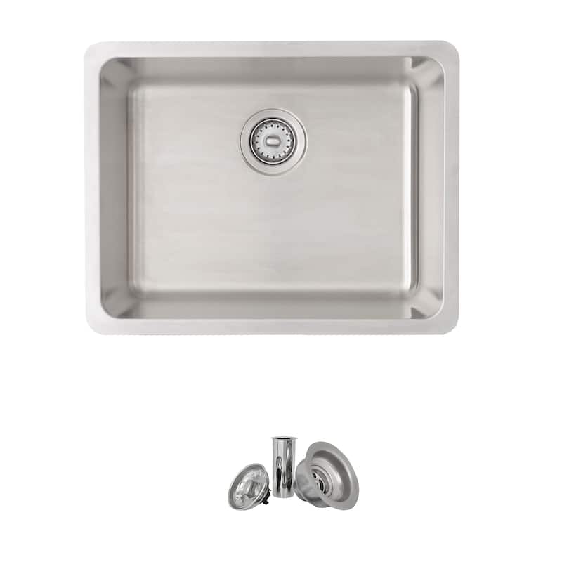 STYLISH 20.5 inch Single Bowl Undermount and Drop-in Stainless Steel Kitchen Sink - 20.5" x 18" x 9"